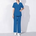 thumbnail image 1 of Hanen Basic Scrub Set for Women - Slim V-Neck Scrub Top & Multi Pocket Skinny Cargo Scrub Pants, 1 of 1