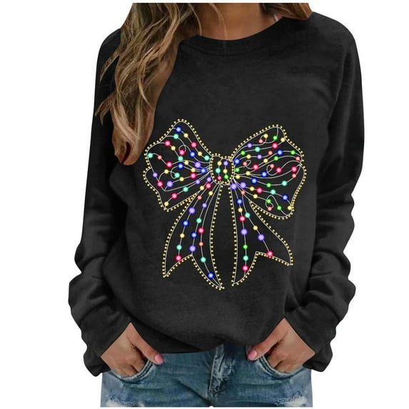 Hanen Christmas Shirt for Women,Women's Christmas Printed Fashionable Loose Casual Long Sleeved Top Regular Sleeve Hooded Sweatshirt