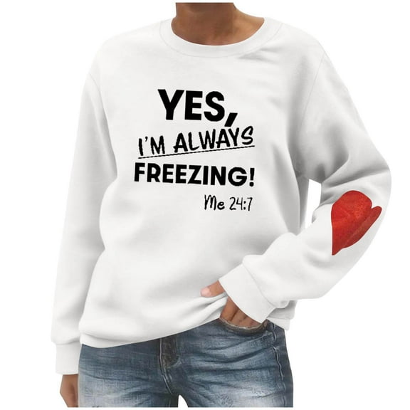 Hanen Long Sleeve Womens Tops Casual Fashion Women's Print Casual Long Sleeve Round Neck Ladies Loose Sweatshirt Tops Blouse Athletic Sweatshirts for Women