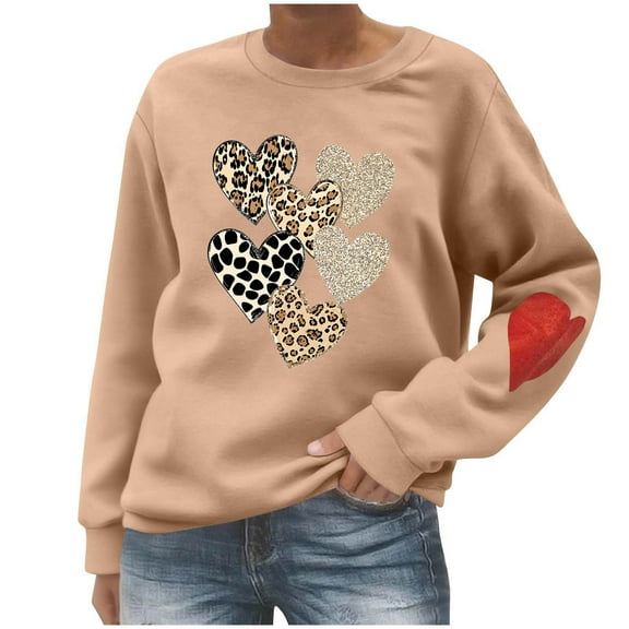Hanen Long Sleeve Womens Tops Casual Fashion Women's Print Casual Long Sleeve Round Neck Ladies Loose Sweatshirt Tops Blouse Athletic Sweatshirts for Women