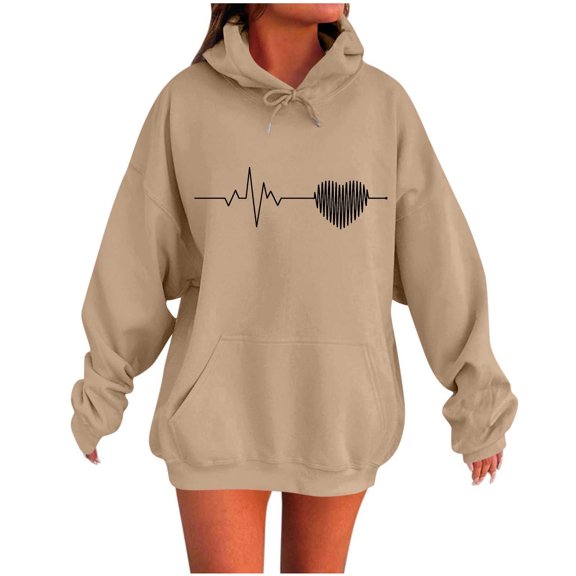 Hanen Long Sleeve Womens Tops Casual Women's Fashion Casual Ladies Printed Long Sleeve Tops Blouse Hooded Sweatshirts Athletic Sweatshirts for Women