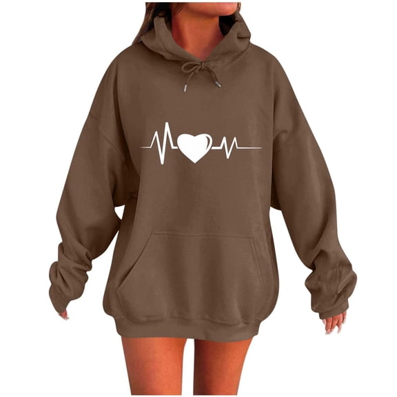 Hanen Long Sleeve Womens Tops Casual Women's Fashion Casual Ladies Printed Long Sleeve Tops Blouse Hooded Sweatshirts Athletic Sweatshirts for Women