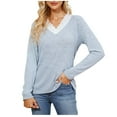 thumbnail image 1 of Hanen Long Sleeve Womens Tops Casual Women's Fashion Solid Color Long Sleeve Round-Neck Blouses Button Leisure Athletic Sweatshirts for Women, 1 of 5