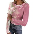 thumbnail image 1 of Hanen Long Sleeve Womens Tops Casual Women's Printing Casual Round Neck Long Sleeve Tops T-shirt Blouses Athletic Sweatshirts for Women, 1 of 8