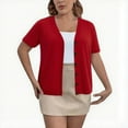 thumbnail image 1 of Hanen ‌Plus Size Cardigan for Women - Lightweight Short Sleeve V Neck Button Down Cropped Sweater, Slightly Elastic Open Front Crochet Knit Bolero Shrug, Casual Basic Cardigan Tops, 1 of 6