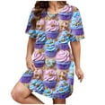 thumbnail image 1 of Hanen Plus Size Casual Women's Nightgowns & Sleepshirts Print Short Sleeve Round Neck Loose Fit Nightgowns House Dresses, 1 of 5