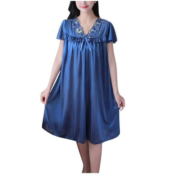 Hanen Satin Nightgowns for Women - Soft & Breathable Knee-Length Night Gowns - Adult Womens Nightgown