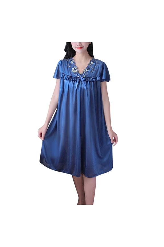 Satin Nightgowns for Women - Soft & Breathable Knee-Length Night Gowns - Adult Womens Nightgown