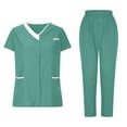 thumbnail image 1 of Hanen Scrub Sets for Woman Scrubs Medical Uniform Women and Men Scrubs Set Medical Stretch V Neck Scrubs Top with Pockets and Scrub Bottoms, 1 of 8
