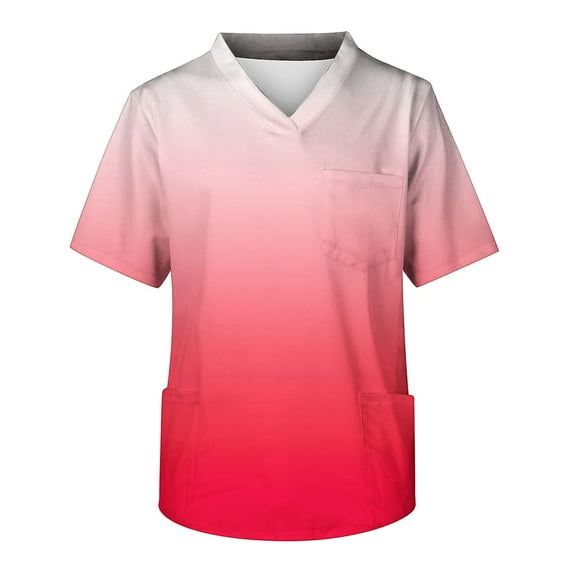 Hanen Scrub Tops Women Scrub Tops Medical Uniforms & Scrubs V-Ncek Short Sleeve Comfort Workwear Shirt with 3 Pocke