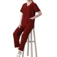 thumbnail image 1 of Hanen Scrubs for Women Set Modern V Neck Scrub Top & Cargo Pants Nursing Scrubs with 6 Pockets, 1 of 6