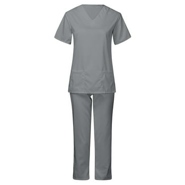 Hanen Scrubs for Women Set Top Women's Medical Scrub V-Neck with Pocket Scrub Tops and Scrub Bottoms