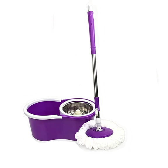 Hanen Spin Mop and Bucket Set, Self-Wringing Mop with Dual Chamber Bucket & Dehydrator Basket, Stainless Steel Telescopic Handle, Absorbent Mop Head for Hardwood Floor & Tile