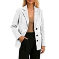 thumbnail image 1 of Hanen Women Vintage Faux Suede Velvet Blazer, Long Sleeve Notched Lapel Pocket Suit Jacket Open Front Single Breasted Casual Work Office Coat, 1 of 6