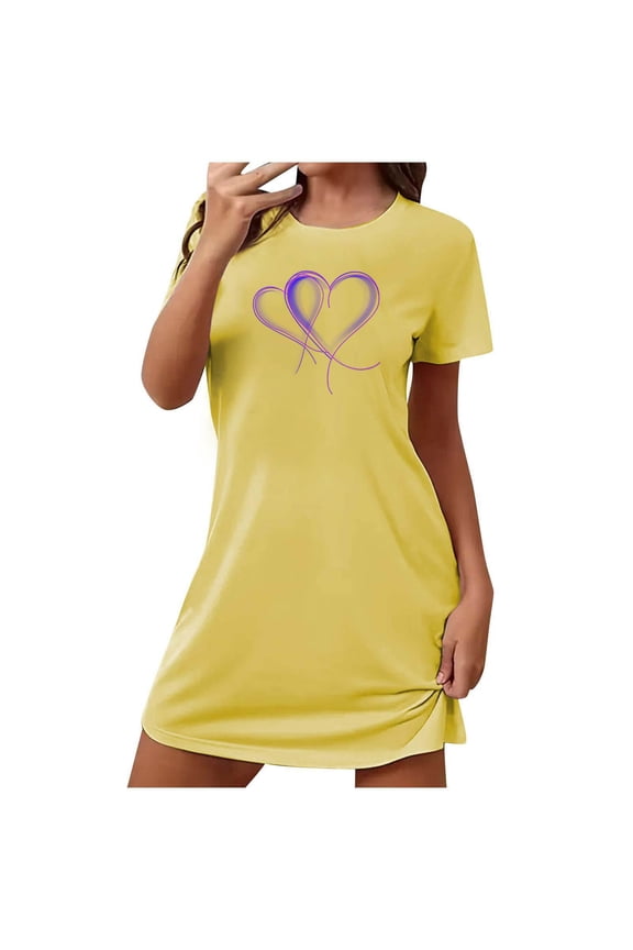 Women's Nightgown Cute Print Sleep Shirts Soft Nightshirt Lightweight Pajamas Dress Nightgowns for Women S-XXL