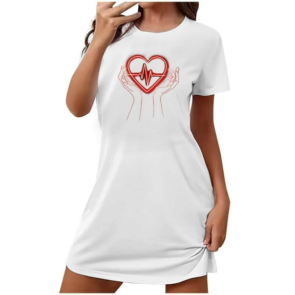 Hanen Women's Nightgown Cute Print Sleep Shirts Soft Nightshirt Lightweight Pajamas Dress Nightgowns for Women S-XXL