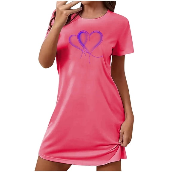 Hanen Women's Nightgown Cute Print Sleep Shirts Soft Nightshirt Lightweight Pajamas Dress Nightgowns for Women S-XXL