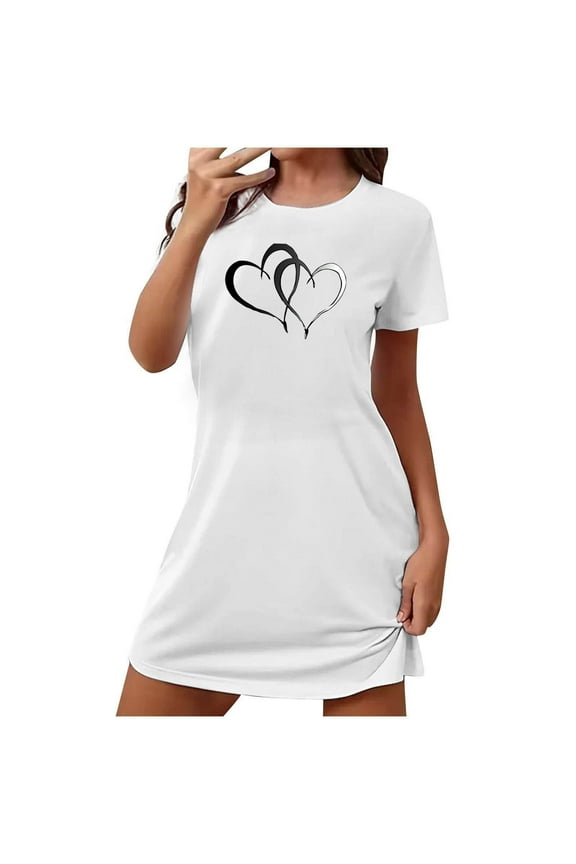 Women's Nightgown Cute Print Sleep Shirts Soft Nightshirt Lightweight Pajamas Dress Nightgowns for Women S-XXL