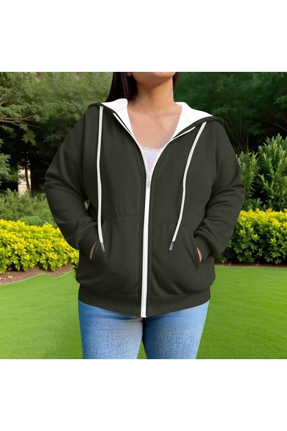 Women's Plus Size Casual Hoodies Sweatshirt Long Sleeve Full Zipper Track Tops Athletic Jackets with Pockets