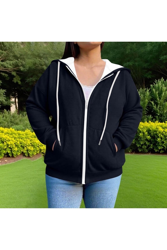 Women's Plus Size Casual Hoodies Sweatshirt Long Sleeve Full Zipper Track Tops Athletic Jackets with Pockets