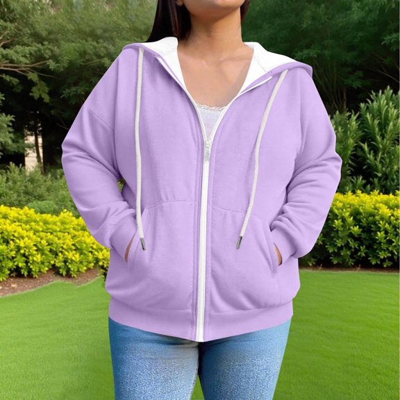 Hanen Women's Plus Size Casual Hoodies Sweatshirt Long Sleeve Full Zipper Track Tops Athletic Jackets with Pockets