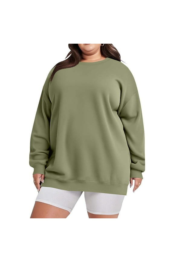 Womens Plus Size Sweatshirts Oversized Long Sleeve Shirts Trendy Crew Neck Pullover Sweaters Casual Tops