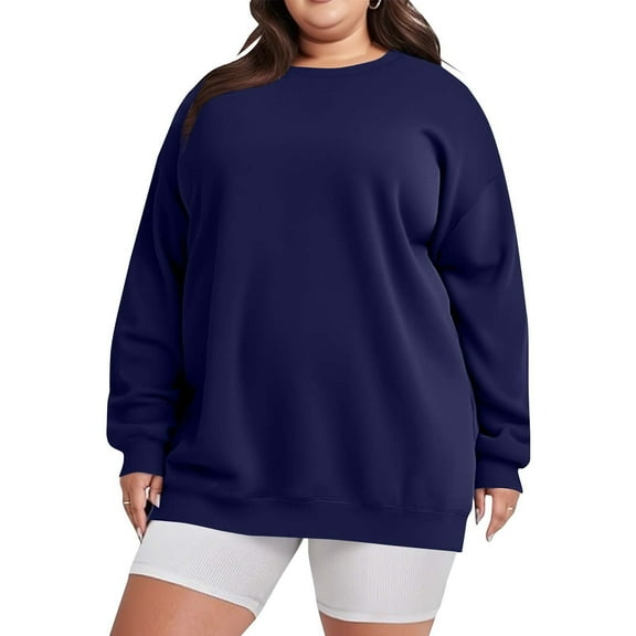 Hanen Womens Plus Size Sweatshirts Oversized Long Sleeve Shirts Trendy Crew Neck Pullover Sweaters Casual Tops