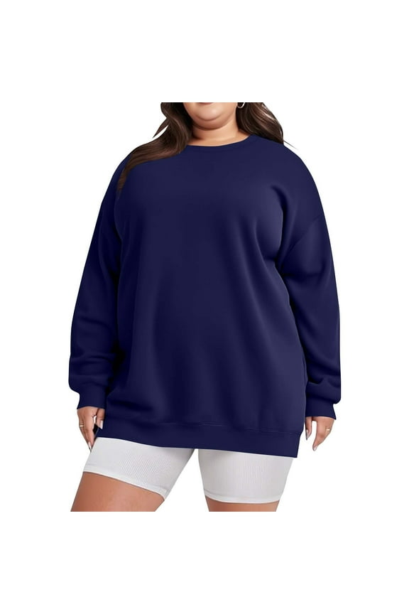 Womens Plus Size Sweatshirts Oversized Long Sleeve Shirts Trendy Crew Neck Pullover Sweaters Casual Tops