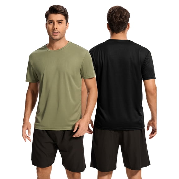 Hanerdun 2 Pack Mens Athletic Shirts Quick Dry Workout Casual T Shirts Short Sleeve Crew Neck Activewear M