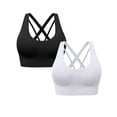 thumbnail image 1 of Hanerdun 2 Pack Women Sports Bras Crossback Padded Seamless Yoga Running Athletic Bra Black/White XL, 1 of 6