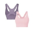thumbnail image 1 of Hanerdun 2 Pack Womens Racerback Sports Bras Adjustable Padded Workout Fitness Bra Purple/Pink L, 1 of 10