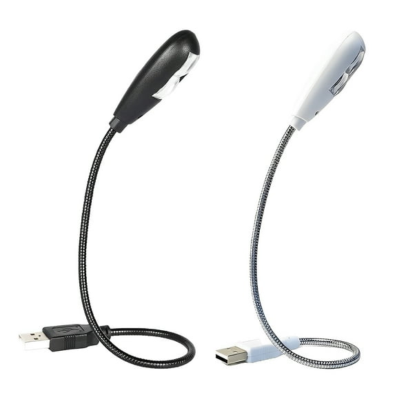 Hanerdun 2PCS USB LED Light Portable Laptop Computer Light Desk Table Flexible Reading Lamp Black+White