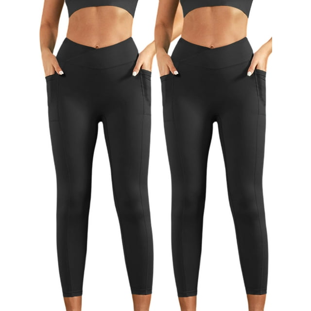 Hanerdun 2PCS Women Yoga Pants Running Leggings Female Pocket Workout