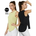 thumbnail image 1 of Hanerdun Tank Tops for Women Yoga Workout Shirts Side Slit Athletic Running Tees Activewear 2PCS Black/Yellow S, 1 of 8