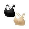 thumbnail image 1 of Hanerdun 2PCS Womens Wirefree Everyday Bras Soft Full Coverage Padded Crossback Bra Black/Beige L, 1 of 6