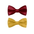 thumbnail image 1 of Hanerdun 2Pcs Kids Bowtie Pre-Tied Neckties Toddler Teen Boys Adjustable Solid Bow Ties Dark Red/Gold, 1 of 5