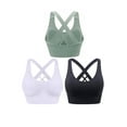thumbnail image 1 of Hanerdun 3 Pack Womens Sports Bras Cross Back Padded Seamless Workout Running Yoga Activewear Black/White/Green L, 1 of 10