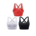 thumbnail image 1 of Hanerdun 3 Pack Womens Sports Bras Cross Back Padded Seamless Workout Running Yoga Activewear Black/White/Red L, 1 of 10