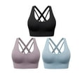 thumbnail image 1 of Hanerdun 3 Pack Women's Seamless Sports Bras Crossback Padded Yoga Running Workout Bra Black/Blue/Purple XL, 1 of 8