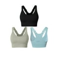thumbnail image 1 of Hanerdun 3 Pack Sports Bras for Women Racer Back Adjustable Pad Seamless Athletic Bra Black/Green/Blue 2XL, 1 of 10