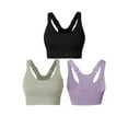 thumbnail image 1 of Hanerdun 3 Pack Sports Bras for Women Racer Back Adjustable Pad Seamless Athletic Bra Black/Green/Purple M, 1 of 10