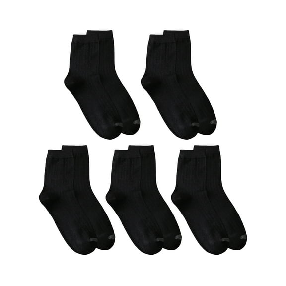 Hanerdun 5 Pairs Women Crew Socks Mid-Calf Soft Cotton Casual Sock Black 5-8