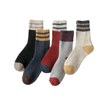 Hanerdun 5 Pairs Women's Cozy Crew Socks Warm Wool Soft Winter Casual Sock Assorted Color 5-8