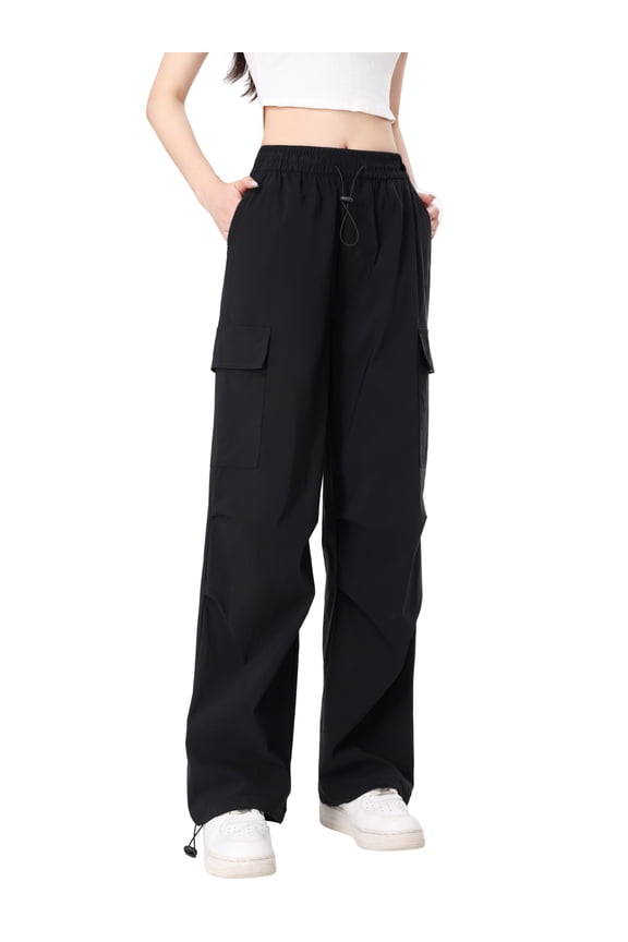 Cargo Pants with Pockets Quick Dry Hiking Pants Lightweight Wide Leg Baggy Trousers Black XL