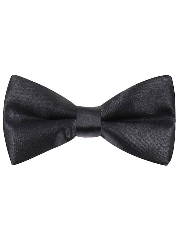 Kids Bowtie Pre-Tied Adjustable Solid Neckties for Toddler Teen Boys Black
