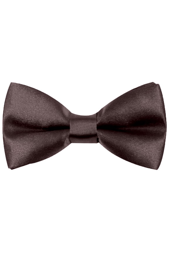Kids Bowtie Pre-Tied Neckties Toddler Teen Boys Adjustable Solid Bow Ties Dark Brown