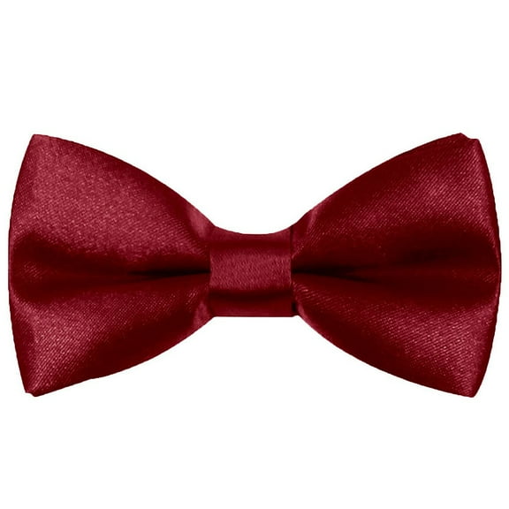 Hanerdun Kids Bowtie Pre-Tied Neckties Toddler Teen Boys Adjustable Solid Bow Ties Dark Red