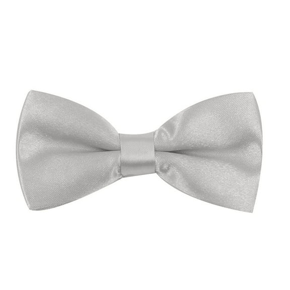 Hanerdun Kids Bowtie Pre-Tied Neckties Toddler Teen Boys Adjustable Solid Bow Ties Light Gray