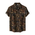 thumbnail image 1 of Hanerdun Men Beach Shirts Male Button Down Blouse Casual Summer Top Brown M, 1 of 5