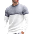 thumbnail image 1 of Hanerdun Men Casual Long Sleeve T-Shirts Male Crew Neck Pullover Tee Tops White Gray 4XL, 1 of 5